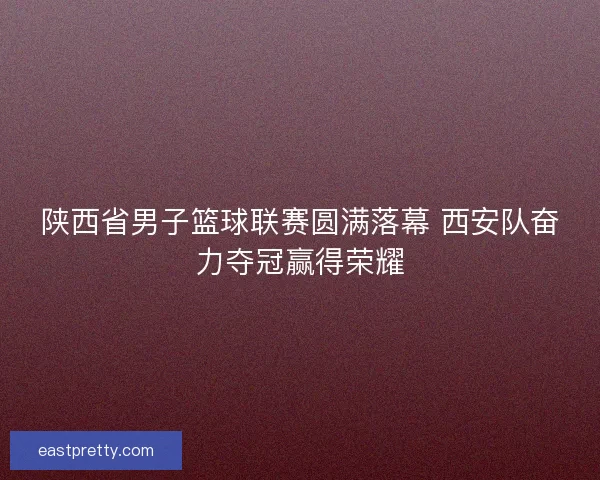 陕西省男子篮球联赛圆满落幕 西安队奋力夺冠赢得荣耀
