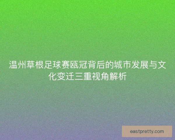 温州草根足球赛瓯冠背后的城市发展与文化变迁三重视角解析
